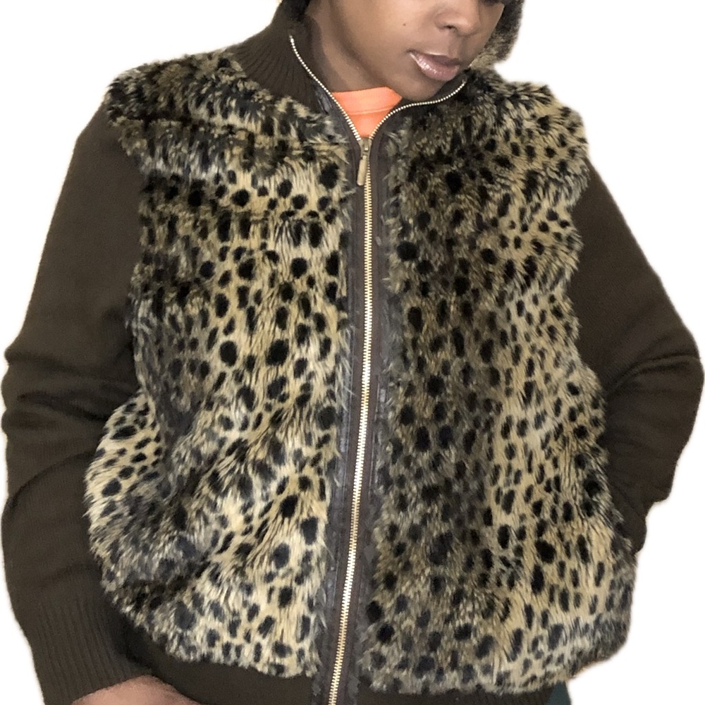 ANTHONY originals 1XL Front Zip Sweater Jacket w/ Faux Fur Front